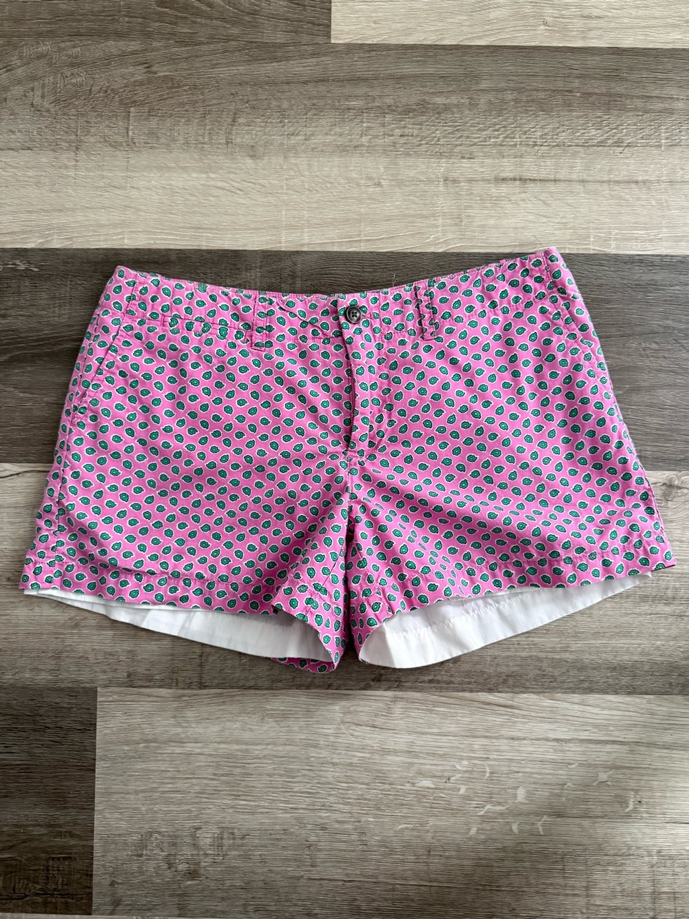 Ralph Lauren Pink Short Shorts with Green Spot Print